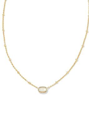 Mini Elisa Gold Satellite Short Pendant Necklace in Ivory Mother-of-Pearl